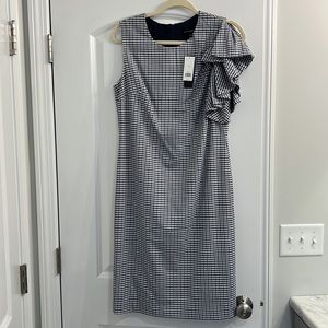 Banana Republic NWT Plaid One Shoulder Ruffle Dress Size 6
